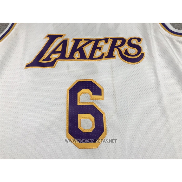 Camiseta Los Angeles Lakers LeBron James NO 6 Association 2022-23 Blanco